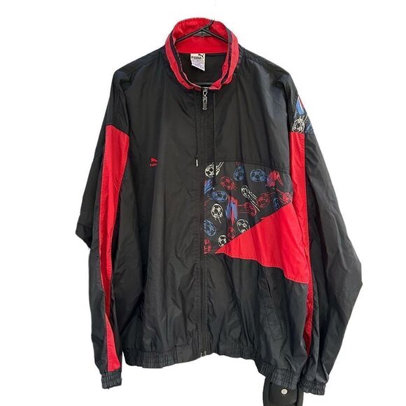 Vintage Puma Windbreaker Jacket Zipper Blue Soccer Retro Graphic XL - Picture 1 of 5